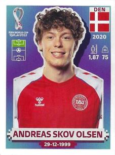 2022 Panini FIFA World Cup: Qatar 2022 Stickers (Blue Fronts w/ White Border) #DEN19 Andreas Skov Olsen Front