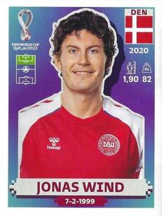 2022 Panini FIFA World Cup: Qatar 2022 Stickers (Blue Fronts w/ White Border) #DEN20 Jonas Wind Front