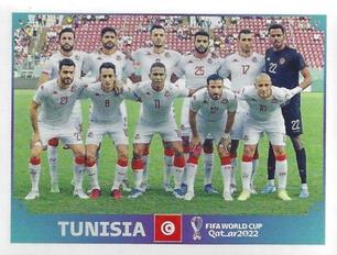 2022 Panini FIFA World Cup: Qatar 2022 Stickers (Blue Fronts w/ White Border) #TUN1 Team Shot Front