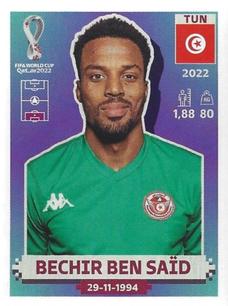 2022 Panini FIFA World Cup: Qatar 2022 Stickers (Blue Fronts w/ White Border) #TUN3 Bechir Ben Said Front