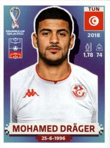 2022 Panini FIFA World Cup: Qatar 2022 Stickers (Blue Fronts w/ White Border) #TUN6 Mohamed Drager Front