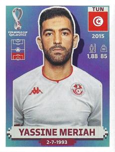 2022 Panini FIFA World Cup: Qatar 2022 Stickers (Blue Fronts w/ White Border) #TUN10 Yassine Meriah Front