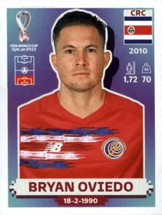 2022 Panini FIFA World Cup: Qatar 2022 Stickers (Blue Fronts w/ White Border) #CRC9 Bryan Oviedo Front