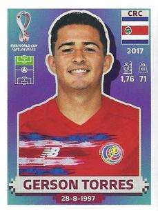 2022 Panini FIFA World Cup: Qatar 2022 Stickers (Blue Fronts w/ White Border) #CRC19 Gerson Torres Front