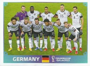 2022 Panini FIFA World Cup: Qatar 2022 Stickers (Blue Fronts w/ White Border) #GER1 Team Shot Front