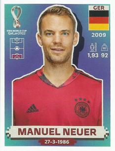 2022 Panini FIFA World Cup: Qatar 2022 Stickers (Blue Fronts w/ White Border) #GER3 Manuel Neuer Front