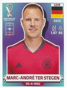 2022 Panini FIFA World Cup: Qatar 2022 Stickers (Blue Fronts w/ White Border) #GER4 Marc-Andre ter Stegen Front