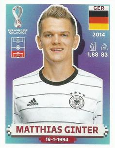 2022 Panini FIFA World Cup: Qatar 2022 Stickers (Blue Fronts w/ White Border) #GER5 Matthias Ginter Front