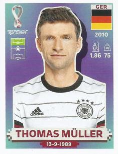 2022 Panini FIFA World Cup: Qatar 2022 Stickers (Blue Fronts w/ White Border) #GER17 Thomas Muller Front