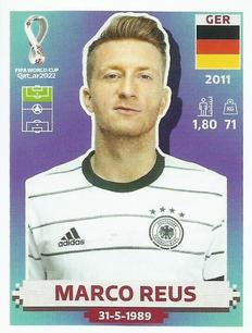 2022 Panini FIFA World Cup: Qatar 2022 Stickers (Blue Fronts w/ White Border) #GER18 Marco Reus Front