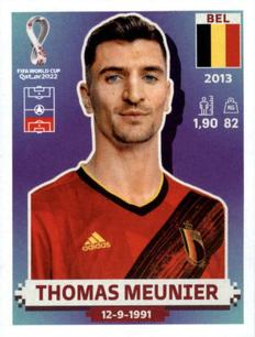 2022 Panini FIFA World Cup: Qatar 2022 Stickers (Blue Fronts w/ White Border) #BEL8 Thomas Meunier Front