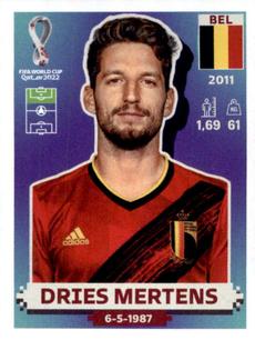 2022 Panini FIFA World Cup: Qatar 2022 Stickers (Blue Fronts w/ White Border) #BEL20 Dries Mertens Front