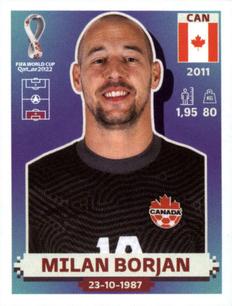 2022 Panini FIFA World Cup: Qatar 2022 Stickers (Blue Fronts w/ White Border) #CAN3 Milan Borjan Front