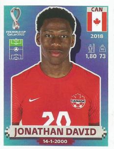 2022 Panini FIFA World Cup: Qatar 2022 Stickers (Blue Fronts w/ White Border) #CAN18 Jonathan David Front