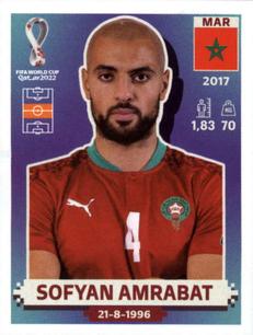 2022 Panini FIFA World Cup: Qatar 2022 Stickers (Blue Fronts w/ White Border) #MAR11 Sofyan Amrabat Front