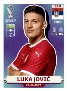 2022 Panini FIFA World Cup: Qatar 2022 Stickers (Blue Fronts w/ White Border) #SRB17 Luka Jovic Front