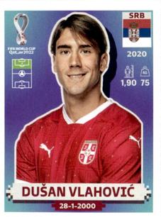 2022 Panini FIFA World Cup: Qatar 2022 Stickers (Blue Fronts w/ White Border) #SRB20 Dušan Vlahovic Front