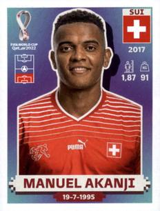 2022 Panini FIFA World Cup: Qatar 2022 Stickers (Blue Fronts w/ White Border) #SUI5 Manuel Akanji Front