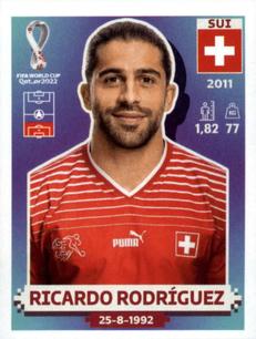 2022 Panini FIFA World Cup: Qatar 2022 Stickers (Blue Fronts w/ White Border) #SUI8 Ricardo Rodríguez Front