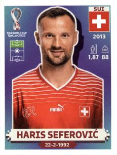 2022 Panini FIFA World Cup: Qatar 2022 Stickers (Blue Fronts w/ White Border) #SUI19 Haris Seferovic Front