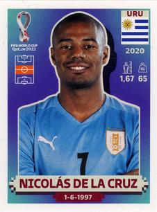 2022 Panini FIFA World Cup: Qatar 2022 Stickers (Blue Fronts w/ White Border) #URU13 Nicolas De La Cruz Front