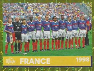 2022 Panini FIFA World Cup: Qatar 2022 Stickers (Blue Fronts w/ White Border) #FWC27 France 1998 Front