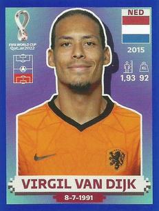 2022 Panini FIFA World Cup: Qatar 2022 Stickers (Blue Fronts w/ White Border) - Blue #NED9 Virgil van Dijk Front