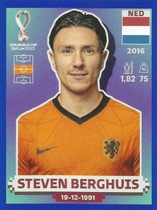 2022 Panini FIFA World Cup: Qatar 2022 Stickers (Blue Fronts w/ White Border) - Blue #NED10 Steven Berghuis Front
