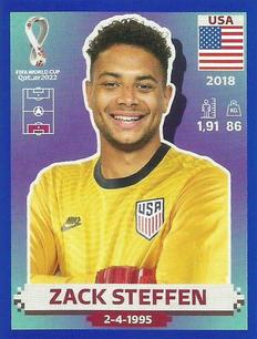 2022 Panini FIFA World Cup: Qatar 2022 Stickers (Blue Fronts w/ White Border) - Blue #USA4 Zack Steffen Front