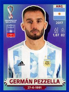 2022 Panini FIFA World Cup: Qatar 2022 Stickers (Blue Fronts w/ White Border) - Blue #ARG8 Germán Pezzella Front