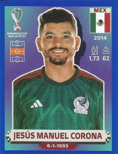 2022 Panini FIFA World Cup: Qatar 2022 Stickers (Blue Fronts w/ White Border) - Blue #MEX12 Jesus Manuel Corona Front