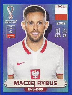 2022 Panini FIFA World Cup: Qatar 2022 Stickers (Blue Fronts w/ White Border) - Blue #POL10 Maciej Rybus Front