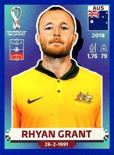 2022 Panini FIFA World Cup: Qatar 2022 Stickers (Blue Fronts w/ White Border) - Blue #AUS7 Rhyan Grant Front