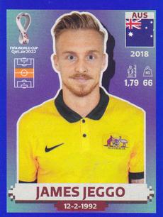 2022 Panini FIFA World Cup: Qatar 2022 Stickers (Blue Fronts w/ White Border) - Blue #AUS13 James Jeggo Front