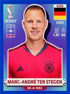 2022 Panini FIFA World Cup: Qatar 2022 Stickers (Blue Fronts w/ White Border) - Blue #GER4 Marc-Andre ter Stegen Front