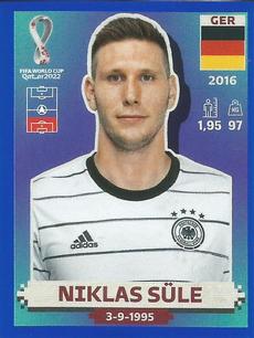 2022 Panini FIFA World Cup: Qatar 2022 Stickers (Blue Fronts w/ White Border) - Blue #GER10 Niklas Sule Front