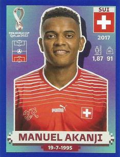 2022 Panini FIFA World Cup: Qatar 2022 Stickers (Blue Fronts w/ White Border) - Blue #SUI5 Manuel Akanji Front
