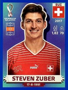 2022 Panini FIFA World Cup: Qatar 2022 Stickers (Blue Fronts w/ White Border) - Blue #SUI16 Steven Zuber Front
