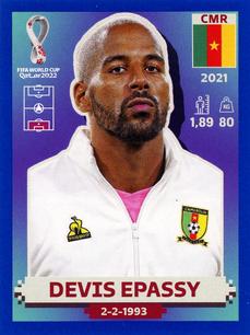 2022 Panini FIFA World Cup: Qatar 2022 Stickers (Blue Fronts w/ White Border) - Blue #CMR4 Devis Epassy Front