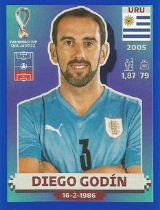 2022 Panini FIFA World Cup: Qatar 2022 Stickers (Blue Fronts w/ White Border) - Blue #URU8 Diego Godin Front