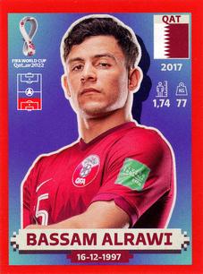 2022 Panini FIFA World Cup: Qatar 2022 Stickers (Blue Fronts w/ White Border) - Red #QAT6 Bassam Alrawi Front