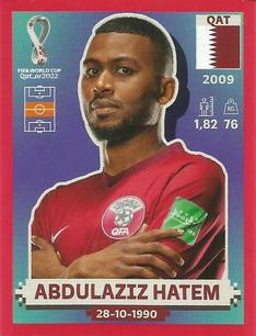 2022 Panini FIFA World Cup: Qatar 2022 Stickers (Blue Fronts w/ White Border) - Red #QAT13 Abdulaziz Hatem Front