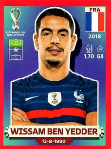 2022 Panini FIFA World Cup: Qatar 2022 Stickers (Blue Fronts w/ White Border) - Red #FRA15 Wissam Ben Yedder Front