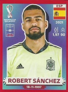 2022 Panini FIFA World Cup: Qatar 2022 Stickers (Blue Fronts w/ White Border) - Red #ESP4 Robert Sanchez Front