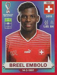 2022 Panini FIFA World Cup: Qatar 2022 Stickers (Blue Fronts w/ White Border) - Red #SUI17 Breel Embolo Front