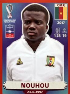 2022 Panini FIFA World Cup: Qatar 2022 Stickers (Blue Fronts w/ White Border) - Red #CMR10 Nouhou Front