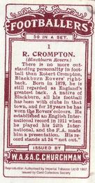 1997 Card Collectors Society 1914 Churchman's Footballers (Brown back) (reprint) #1 Bob Crompton Back