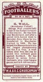 1997 Card Collectors Society 1914 Churchman's Footballers (Brown back) (reprint) #9 George Wall Back