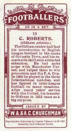 1997 Card Collectors Society 1914 Churchman's Footballers (Brown back) (reprint) #19 Charlie Roberts Back