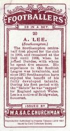 1997 Card Collectors Society 1914 Churchman's Footballers (Brown back) (reprint) #20 Bert Lee Back